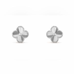 VINTAGE STYLE ALHAMBRA SILVER FOUR LEAF CLOVER EARRINGS